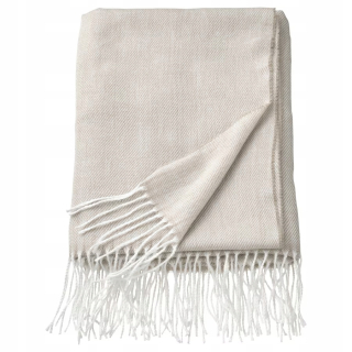 Prikrývka, prehozy na posteľ - Ikea Holmvi Plaid prikrývka 120x160 Šedá béža