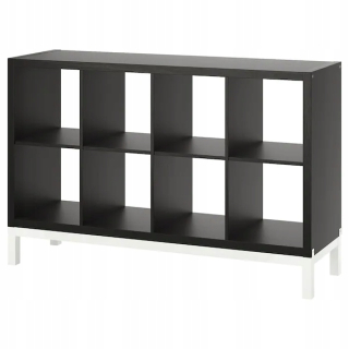 Regál, polica do pracovne - Ikea Kallax Rack s plážovým rámom čierny 147x94