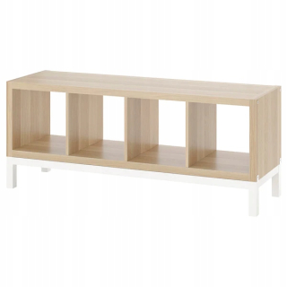 Regál, polica do pracovne - Stojan Ikea Kallax s berferovým rámom biely dub 147x59 cm