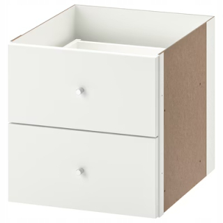 Knižnica, regál - Ikea kallax kazety 2 zásuvky lesk biele 33x33
