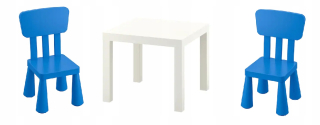 Zostava nábytku do detskej izby - Ikea chýba biely stôl + dve stoličky pre deti
