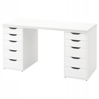 Písací stôl pre mládež - Ikea Lagkapten Alex Desk so skrinkami 140x60 biela