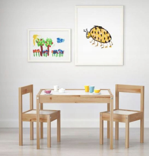 Stolík so stoličkou do detskej izby - Ikea latt nastavte stôl pre dieťa + 2 stoličky