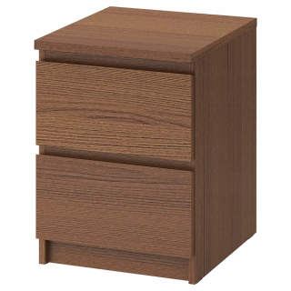 Komoda - IKEA MALM Komoda s 2 zásuvkami hnedá škvrna 40x55 cm