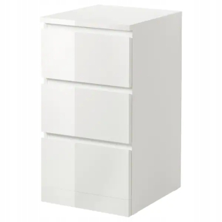 Komoda - IKEA MALM Komoda 3 Zásuvky Lesklý Biela 40x78 cm