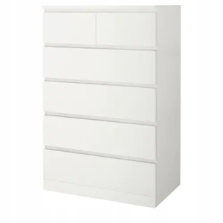 Komoda - IKEA MALM Komoda 6 zásuviek Biela 80x123 cm