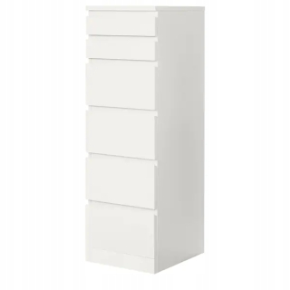 Komoda - IKEA MALM Komoda so 6 zásuvkami biele zrkadlo 40x123 cm