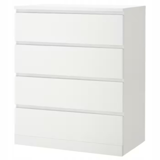 Komoda do študenskej izby - IKEA MALM komoda so 4 zásuvkami 80x100 cm biela