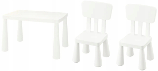 Stolík do detskej izby - IKEA MAMDUT TABUĽKA 2 Detské stoličky Biela