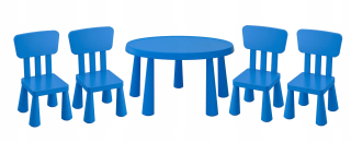 Detská stolička - Ikea Mamut Table+4 Blue Detské stoličky