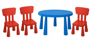 Stolík do detskej izby - Ikea Mammut Tabuľka 85 cm + 3 detské stoličky