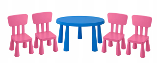 Stolík do detskej izby - Ikea Mamut Tabuľka 85 cm + 4 stoličky pre deti