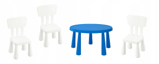 Detská stolička - Ikea Mammut Detský stôl biele stoličky 3 ks