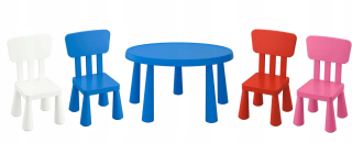 Stolík do detskej izby - Ikea Mamut Round Table + 4 Detské stoličky