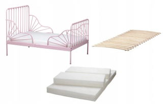Posteľ pre detí - Ikea Minnen Pink Pink Bed + Plutten matrac