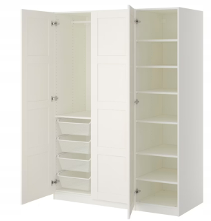 Šatníková skriňa do študenskej izby - Ikea pax bergsbo biely šatník 150x60x201 cm