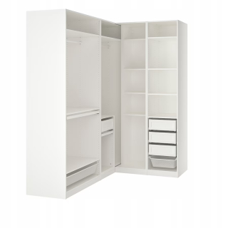 Šatníková skriňa do študenskej izby - Ikea pax biely rohový šatník 210/160x236 cm