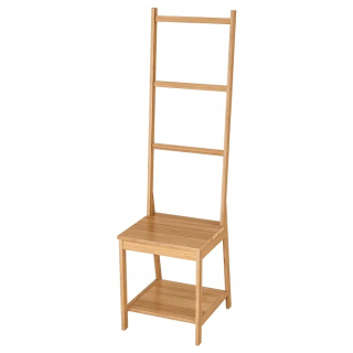 Kúpeľňová polica - Ikea ragrund stolička so závesným vešiakom bambus