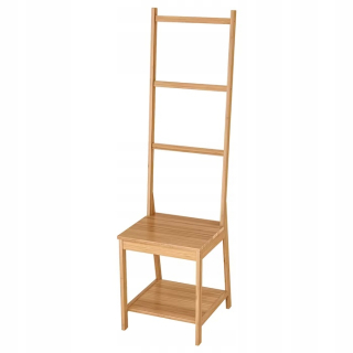 Kúpeľňová polica - Ikea Ragrund stolička s bambusovým vešiakom