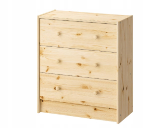 Komoda do študenskej izby - Ikea Rast Hruchu z zásuviek 3 zásuvky 62x30x70 cm borovica