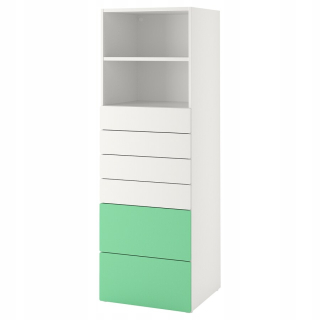 Regál policový - Ikea Smastad Plasa White Poličky zelená 60x55x180
