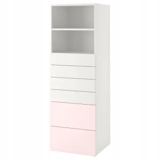 Regál policový - IKEA SMASTAD PLASA KNIŽKCIA so 6 zásuvkami 60x55x180