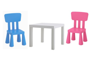 Zostava nábytku do detskej izby - Ikea Lack Table + 2 Mammut Stoličky super set