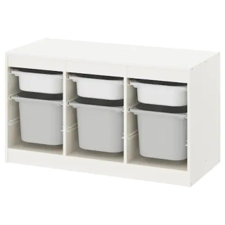 Komoda do študenskej izby - Ikea trofast biela polička šedá 99x44x56 cm