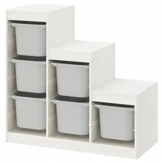 Komoda do študenskej izby - Ikea trofast biela polička šedá 99x44x94 cm