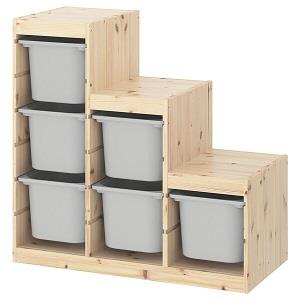 Polica do detskej izby - IKEA TROFAST SHELE, svetlý borovica zafarbená na bielom