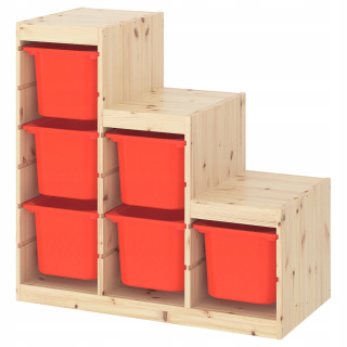 Regál do detskej izby - Ikea Trofast stojan Svetlá borovica oranžová 94x44x91