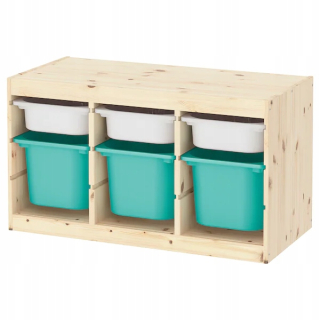 Komoda do detskej izby - Ikea Trofast stojan Svetlo borovicu Turkus 94x44x52 cm