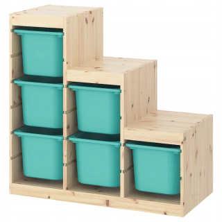 Regál do detskej izby - Ikea Trofast stojan Svetlo tyrkysová borovica 94x44x91