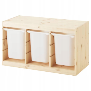 Regál do detskej izby - Ikea Trofast stojan Posna Biele nádoby 99x44x56