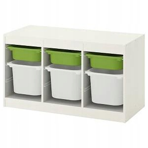 Polica do detskej izby - IKEA TROFAST SHELE s kontajnermi, bielym, zeleným,