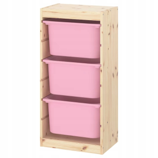Úložný regál, polica do izby - Stojan Ikea Trofast s nádobami Sosna 44x30x91cm