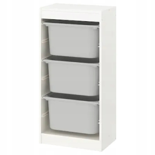 Regál do detskej izby - Stojan IKEA TROFAST s šedými nádobami 46x30x94 cm