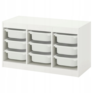 Polica do detskej izby - IKEA TROFAST rack biely + 9 hračkárskych kontajnerov
