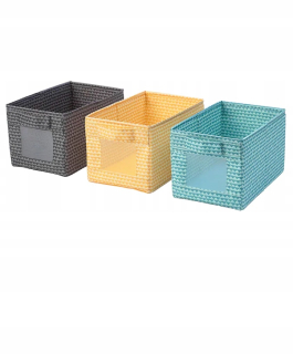 IKEA UPPYMD Čierna skrinka žltá tyrkysová 18x27x17