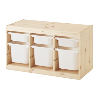 Polica do detskej izby - Knižnica IKEA so 6 kontajnermi TROFAST PINEH / BIELO