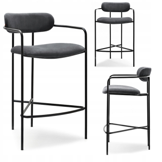 Barová stolička do kuchyne - Priemyselný bar Hocker Vidal Graphite Velvet Cz