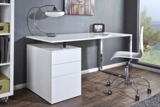 Toaletný stolík - Invicta Compact White Desk - MDF, Chrome