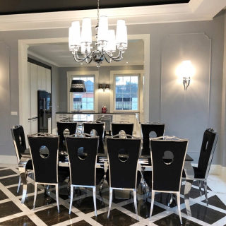 Stôl so stoličkami do obývačky - Glamour jedáleň Elegannte Nero 150x90 6 stoličiek