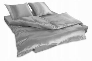 Kompletný set posteľných obliečok - Klara hodvábna podstielka 160x200 šedá 100% hodváb