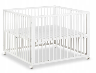 Ohrádka pre deti - Klupś detské playpen Jonas White s kolesami 100x96