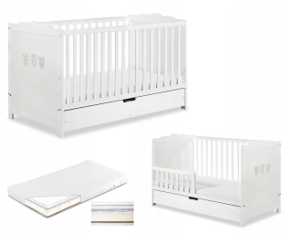Posteľ pre detí - Kluupś Marsell Bed 140x70 s bariérou +matrac