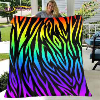 Prikrývka, prehozy na posteľ - 3D prikrývka farebná flanel zebra vzor dieťa