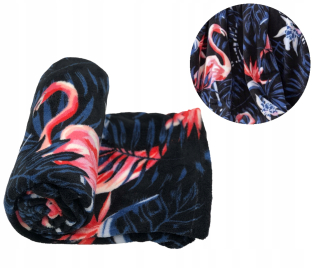 Prikrývka, prehozy na posteľ - Dekoratívna prikrývka postele 130x180 NAVY BLUE FLAMINGOS