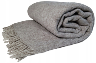 Prikrývka, prehozy na posteľ - Vlnená prikrývka 150x200 šedá hladká eko -prírodná