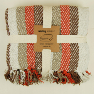 Prikrývka, prehozy na posteľ - Prikrývka 130x160 s okrajmi posteľami postele boho pruhy
